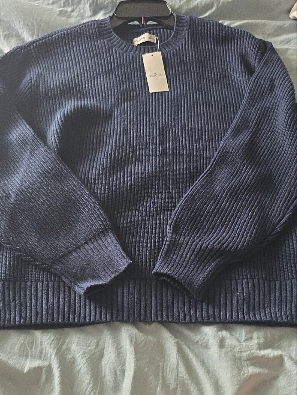 Hollister Men's Crewneck Ribbed Sweater In Navy Blue, XS, NWT. - Picture 11 of 11